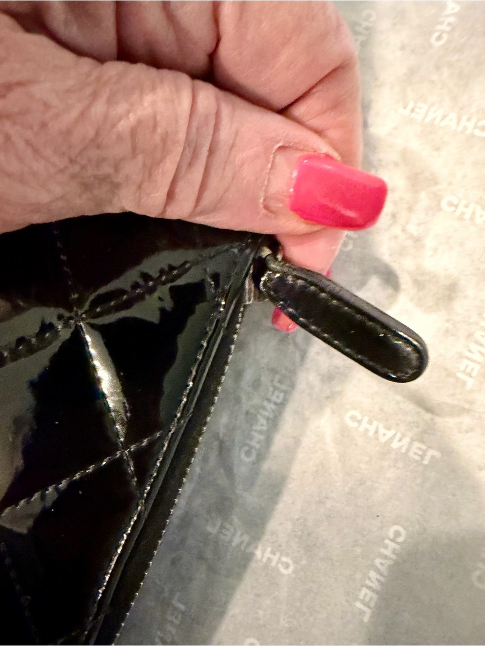 CHANEL Black Quilted Patent Zip-Around Organizer Wallet - Picture 9 of 11